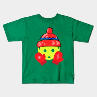 Cute Pickleball Red Christmas Winter Mittens and Hat Kids T-Shirt